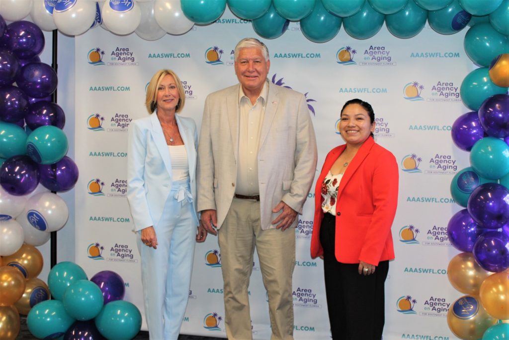 Wendy Boaz-Hayes, Board Chair, AAASWFL; Tim Stanley, Commissioner, Glades County District 5; Maricela Morado, President and CEO, AAASWFL